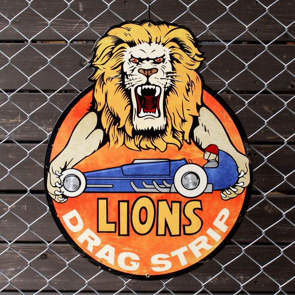 アメリカンスティールサイン「Lions Drag Strip」 PS-093 ／ライオン 