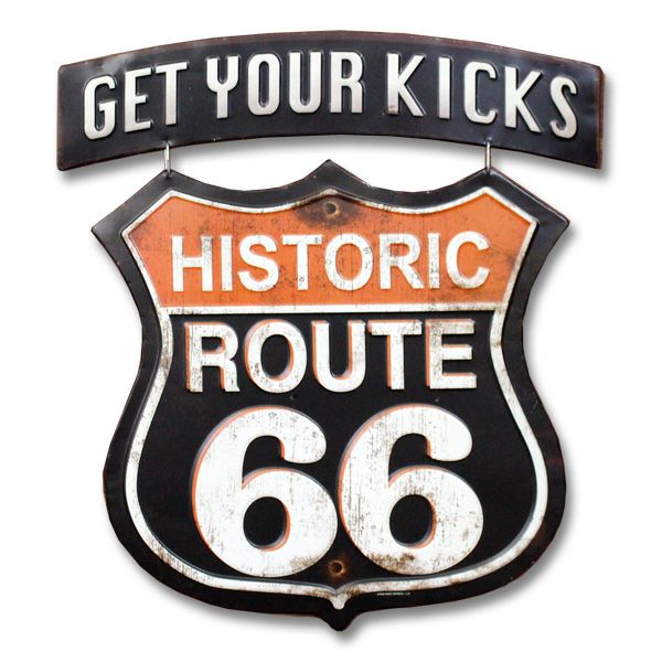 ダイカットメタルサイン 「Route 66」（2段サイン） アメリカン雑貨COLOUR カラー