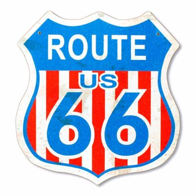 看板 スティールサイン Route 66 red White Blue 66-PT-PTSB-001 縦39