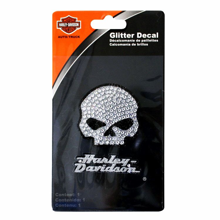 ステッカー ハーレーダビッドソン グリッターデカール ”Skull” CG337 5.8×W4.5cm Harley-Davidson ウィーリーG  スカル スタッズ シール デカール カスタマイズ アメリカン雑貨