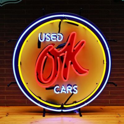 看板 ネオンサイン / OKユーズドカー OK USED CARS 高さ60.5×横60.5