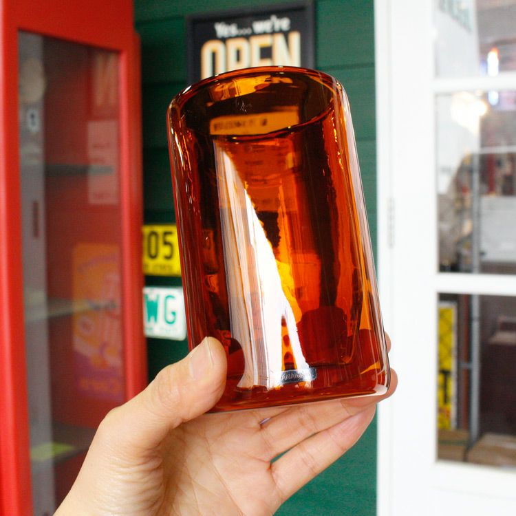 コップ ANAheim アナハイム ダブルウォールタンブラー 350ml アンバー 直径8.5×高さ13cm ガラス製 耐熱 グラス タンブラー  二重構造 ビール お酒 食器 | アメリカン雑貨COLOUR カラー