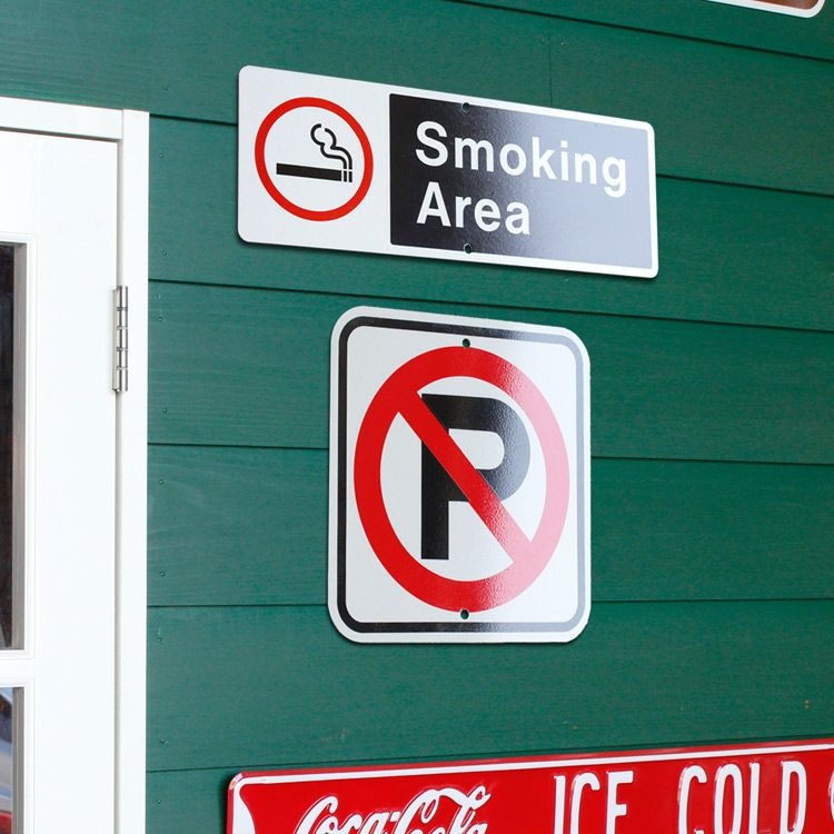 ロードサイン SMOKING AREA 喫煙エリア 高さ18×幅50.8cm スチール製 