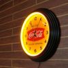 時計 Coca-Cola コカ・コーラ LED ネオンクロック イエロー PJ-NC03(Yellow) W380×H380×D60mm 壁掛け  ネオン管 アメリカン インテリア アメリカ雑貨