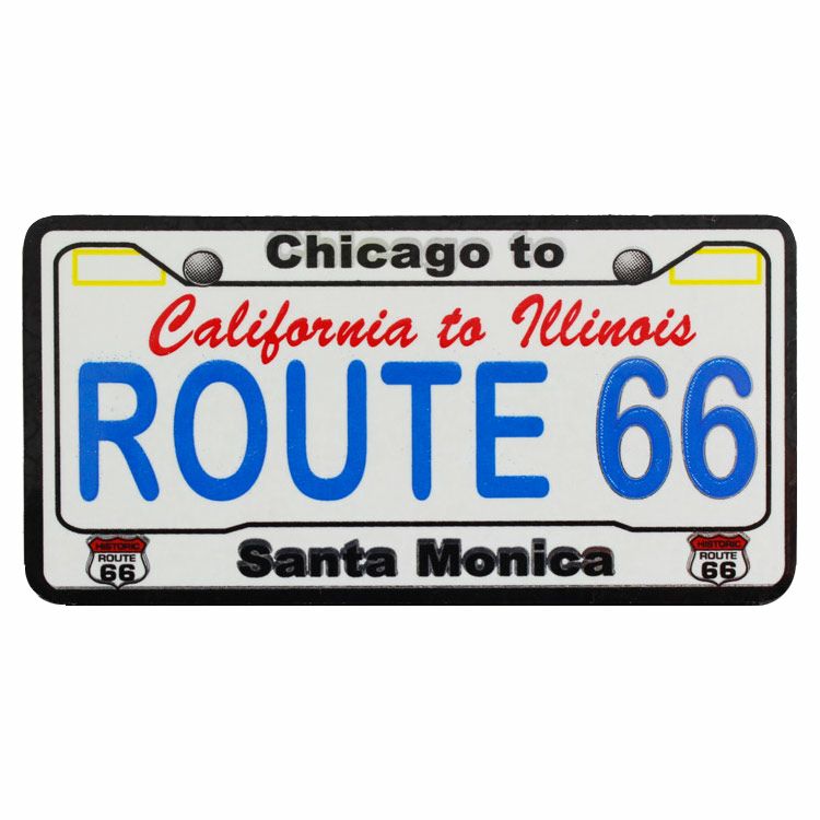 Route 66 ステッカーS ホワイトプリント Chicago to Santa Monica 縦