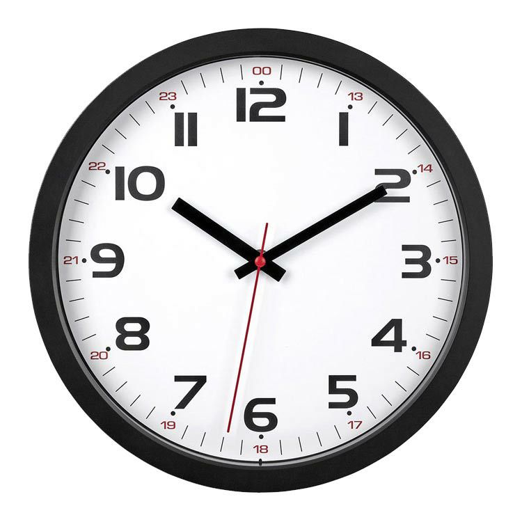 壁掛け時計 TFA DOSTMANN アナログウォールクロック ブラック 直径30cm プラスチック製 24時間表示 スイープムーブメント 静か  シンプル