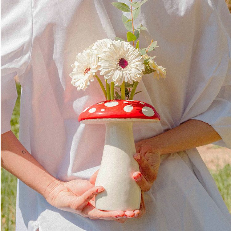 花瓶 アマニータ フラワーベース L Φ15.8×H19cm 陶器 フラワーベース キノコ オブジェ おしゃれ amanita Flower Vase  Large